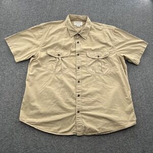 CC Filson Button Up Shirt Mens 2XL Beige Utility Outdoor Hiking Safari *STAINS